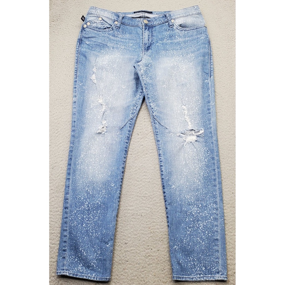 Rock & Republic Jeans‎ Womens 12 Multi Denim Stretch Splatter Faded Distressed